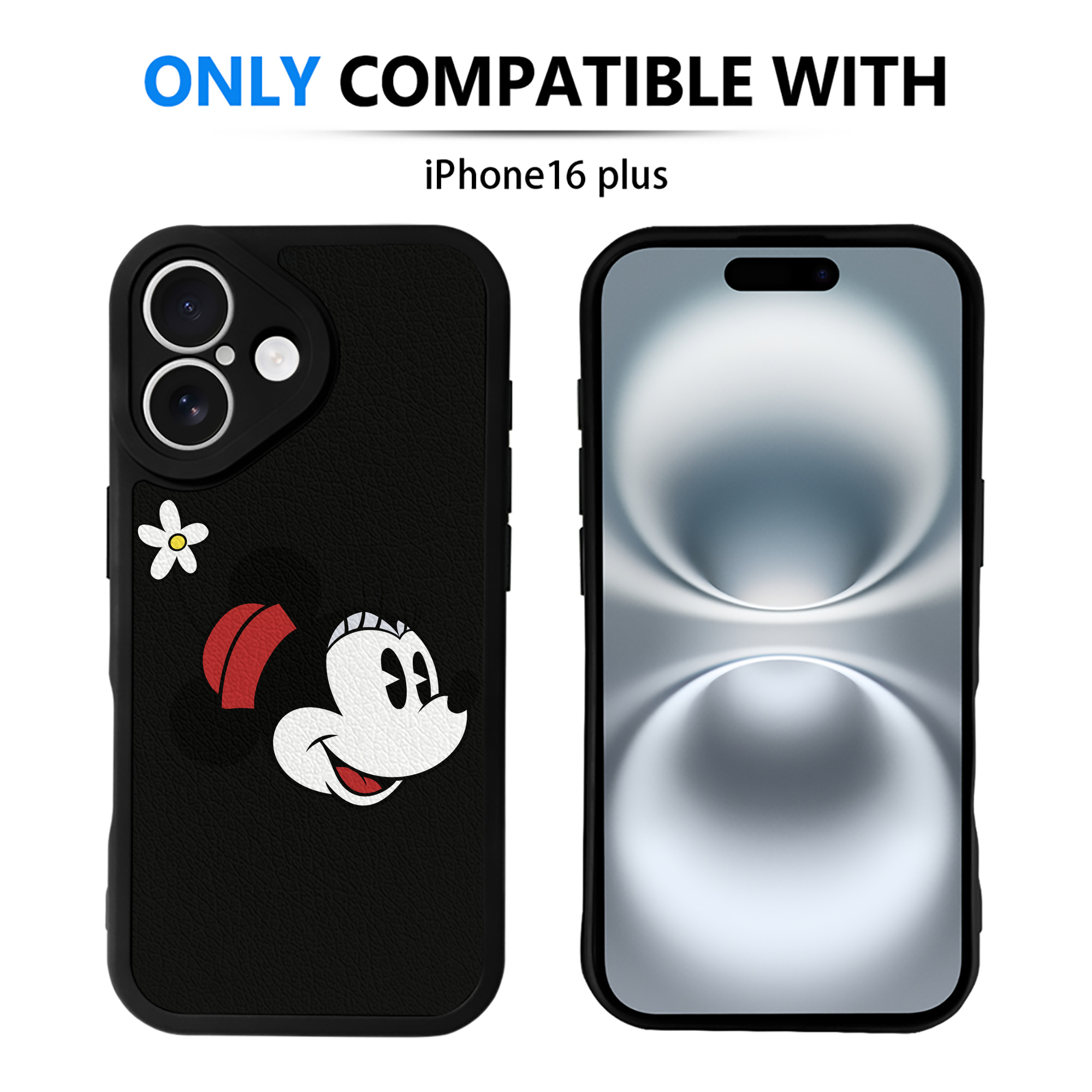 （画像用） ミッキーマウス Mickey Mouse 【iPhone 16シリーズ対応】シリコンスマホケース（レザー調） 材質：シリコン